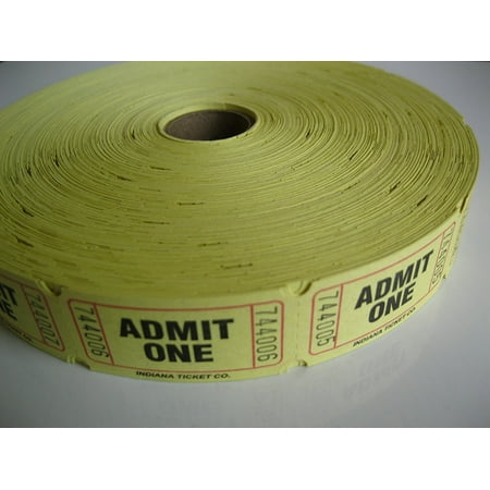Ticket Single Roll 2000 Yellow Admit One Single Roll Consecutively Numbered Raffle Tickets, 2000 Yellow Admit One Single Roll Raffle Tickets By 50/50 Raffle Tickets Ship from US ()