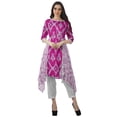 thumbnail image 2 of Moomaya Printed Kurti Kurta Pant Set Boat Neck WoMen's Asymmetric Ethnic Wear, 2 of 6