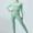 Mint Green, variant on WWV Two Piece Yoga Set Womens Workout Set Crewneck Long Sleeved Shirts Sets Stretchy High Waist Leggings Suit Solid Stylish Slim Tracksuit Outdoor Athletic Sportswear Gray L