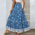 thumbnail image 3 of Women's Boho Floral Print Maxi Skirt Elastic High Waist  Tiered Skirt Summer Ruched A Line Flowy Beach Long Skirt, 3 of 10