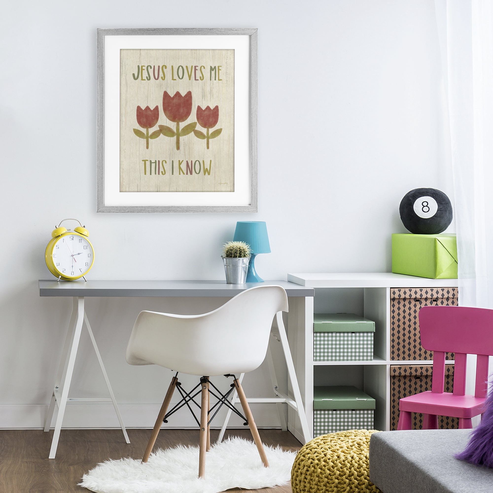 Stupell Industries Jesus Loves Me This I Know Gray Framed Print Under Glass, design by Annie LaPoint