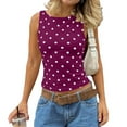 thumbnail image 2 of Heisall Women's Sleeveless Round Neck Dots Printed Slim Fit Casual Tops for Spring Summer Blouses, 2 of 3