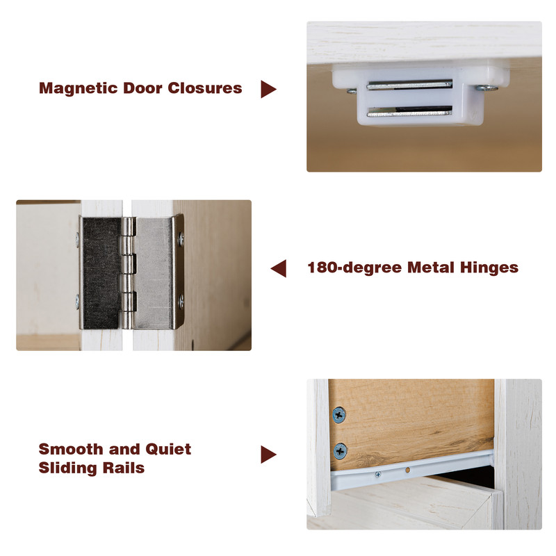 Farmhouse Kitchen Pantry with Drawers, Sideboard Storage Cabinet with Adjustable Shelves, Freestanding Versatile Cupboard