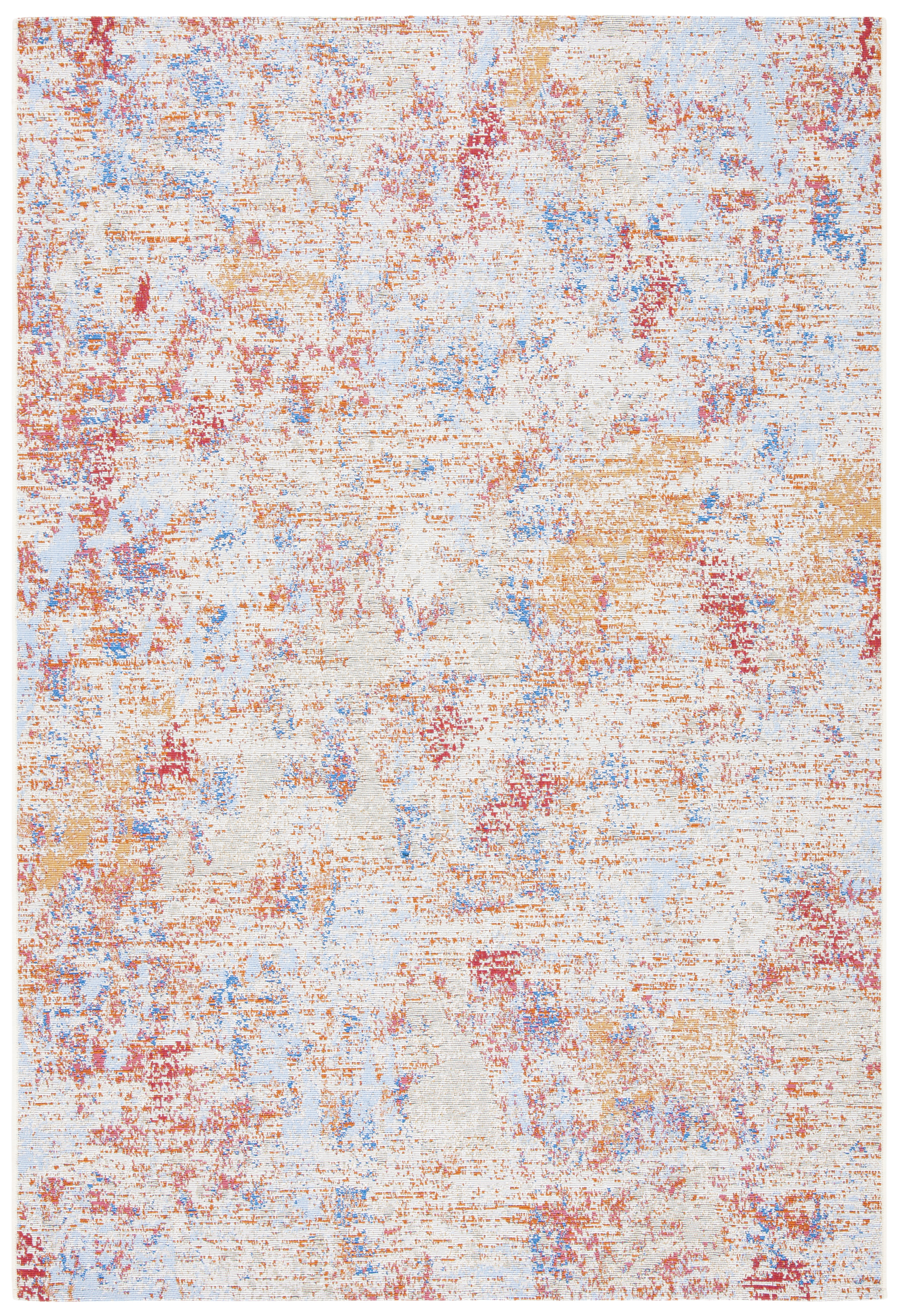 Safavieh Summer Ladonna Outdoor Abstract Distressed Area Rug, Ivory/Light Blue, 6'7" x 6'7" Round