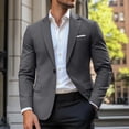 thumbnail image 2 of Fwqbns Men's Blazer Jacket Casual Long Sleeve Slim Fit One Button Sport Coats with Pocket for Work Business Daily Wear Gray, 2 of 6