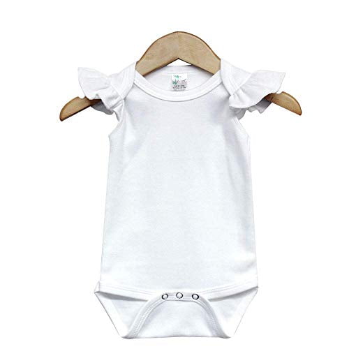 Baby Girl Blank Flutter Short Sleeve Bodysuit Onesie White (18-24