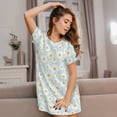 thumbnail image 3 of Pofeuu Daisies Flowers Print Women's Loose Fit Short Sleeve Nightgown, Comfortable Sleep Dress for Women, Casual Lounge Sleepwear, Soft Cotton Sleep Dress, 3 of 6