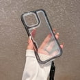 thumbnail image 2 of For iPhone 16 Clear Phone Case,3-in-1 Heavy Duty Protection,With Wrist Strap,Transparent Back,Shockproof Bumper Military Drop Protection Anti-Scratch Rugged Phone Case,Black, 2 of 10