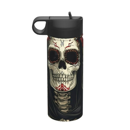 

Matuu Gothic Skull With Roses for 18oz Durable Thermal Cups Keep Drinks Cold & Hot Insulated Coffee Mug with Lid (With Straw)