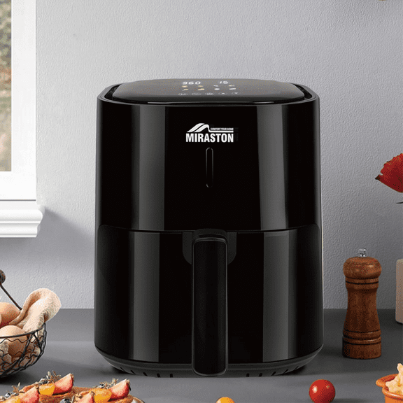 Miraston 4.5QT Basket Air Fryer, 8-in-1 Functionality, Air Crisp Technology, Nonstick, Black