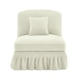 thumbnail image 2 of Newest Multi-Functional Armless Chair, Beige White Chenille Sofa,Removable Skirt, Convertible 2 Styles, Includes Pillow, Ideal for Apartments, 2 of 8