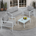 thumbnail image 3 of MoNiBloom Outdoor Patio Furniture Set, 4 Piece Conversation Set with Coffee Table, Metal Furniture Set for Porch Backyard Garden, Gray, 3 of 10