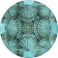 thumbnail image 1 of Ahgly Company Indoor Round Patterned Turquoise Green Area Rugs, 4' Round, 1 of 6