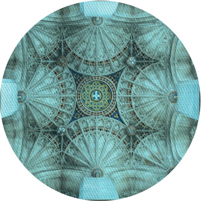Ahgly Company Tapis Rond Lavable en Machine Intérieur Transitionnel Turquoise Vert, 4 Pieds Rond