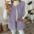 thumbnail image 5 of Womens Vest Jacket Plus Size Double-Sided Velvet Cardigan Pocket Round Neck Sleeveless (Purple L), 5 of 8