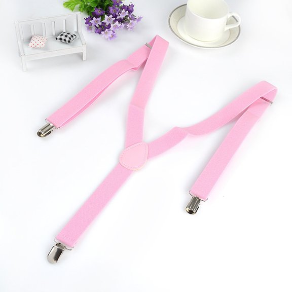 Opvise Men Suspender Elastic Adjustable Y Back Metal Clip Slim Clothing Accessories High Tensile Solid Color Unisex Male Female Suspender for Daily Life Dark Orange