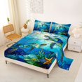 thumbnail image 2 of Manfei Kawaii Sea Turtle Queen Sheets,Cute Ocean Plant Queen Sheet Sets,Blue,4 Pieces,1 Flat Sheet, 1 Fitted Sheet and 2 Pillowcases, 2 of 7