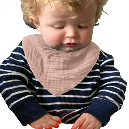 

Zlekejiko Babys Boys Girls Towel Cloth Baby Bibs Baby Crepe Double Absorbent Solid Colour