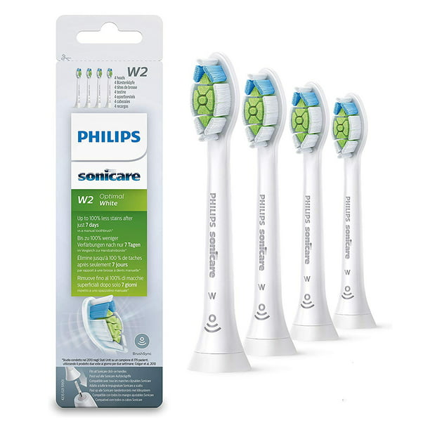 partij toetje Verkoper 4 x Philips Sonicare W Optimal White Replacement Electric Toothbrush Heads  - White,4 Pack - Walmart.com