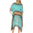 thumbnail image 2 of Sakkas Miui Ligthweight Rhinestone V Neck Printed Short Caftan Dress / Cover Up - Turquoise Multi - One Size, 2 of 5