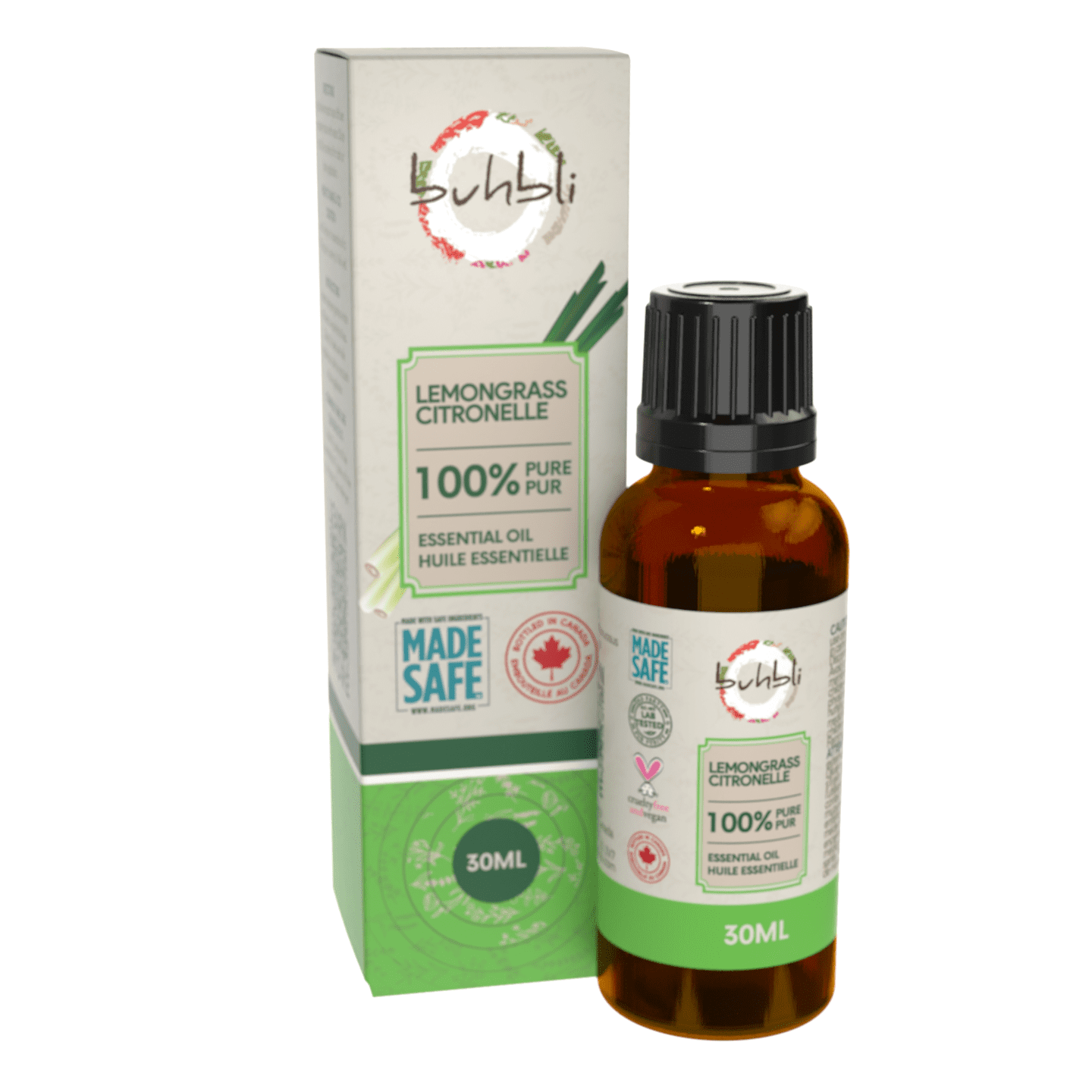 Buhbli Brands – Huile essentielle de citronnelle 100 % pure, 30 ml, entièrement naturelle et pure – Embouteillée au Canada