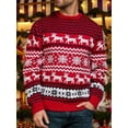 thumbnail image 3 of Couples' Casual Christmas Sweater Raglan Sleeve Crew Neck Knitted Pullover Comfy Warm Fall Tops Red (Men) S, 3 of 4