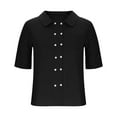 thumbnail image 6 of Shirts for Women Plus Size Clearance, Xunlbb Women's Fashion Cotton And Double Breasted Open Collar Short Sleeved Top(Black,S), 6 of 9