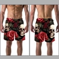 thumbnail image 3 of luoweisi Men's Beach Shorts Quick Dry Swim Trunks with Mesh Lining Roses and Skull XL, 3 of 5