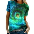 thumbnail image 5 of Penkiiy Galaxy Printed Shirt , Womens Vintage Casual Loose Short Sleeve Tee Tops 3XL Multicolor, 5 of 6