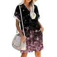 thumbnail image 2 of DYMADE Women's Summer Short Sleeve V Neck Floral Pocket T-Shirt Dress, 2 of 4