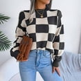 thumbnail image 5 of Oversized Sweaters For Women Casual Loose Fit Contrast Plaid Crew Neck Long Sleeve Stretch Pullover Jumper Top Comfortable Soft Fall Outfits, 5 of 9