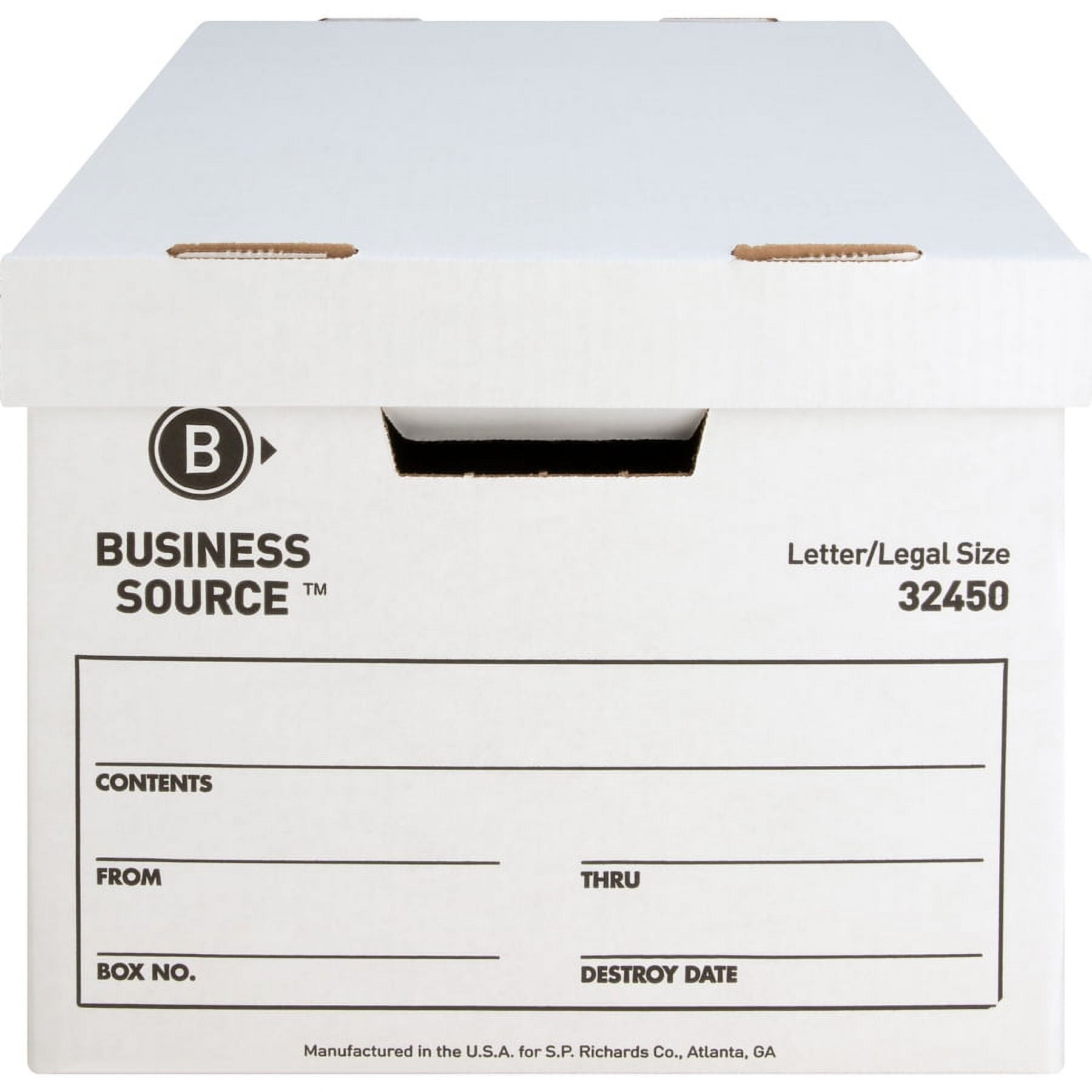Business Source Quick Setup Medium-duty Storage Box - External Dimensions: 12" Width X 15" Depth X 10"height - Media Size Supported: Legal, Letter - Lift-off Closure - Medium Duty - Stackable - White
