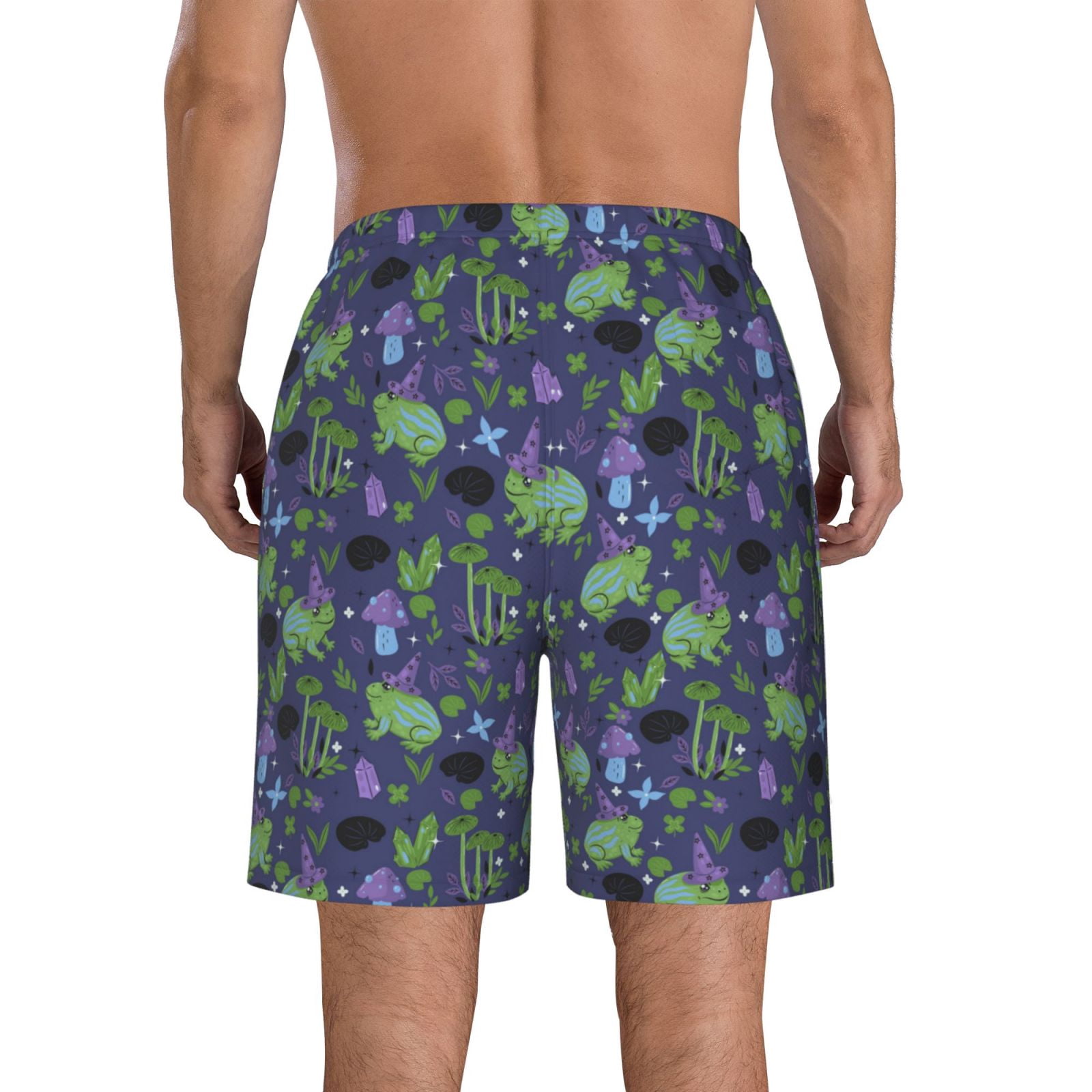 Naloa Magic Toads in Hats Men's Beach Shorts, Surfing shorts, Swim trunks, Quick Dry Swim Trunks for Surfing Beach Fun - 3X-Large