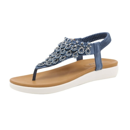 

EQWLJWE Sandals Women Summer Pinch Toe Flat Slip On Sandals Crystal Roman Shoes Comfort Casual Sandals Deals Clearance