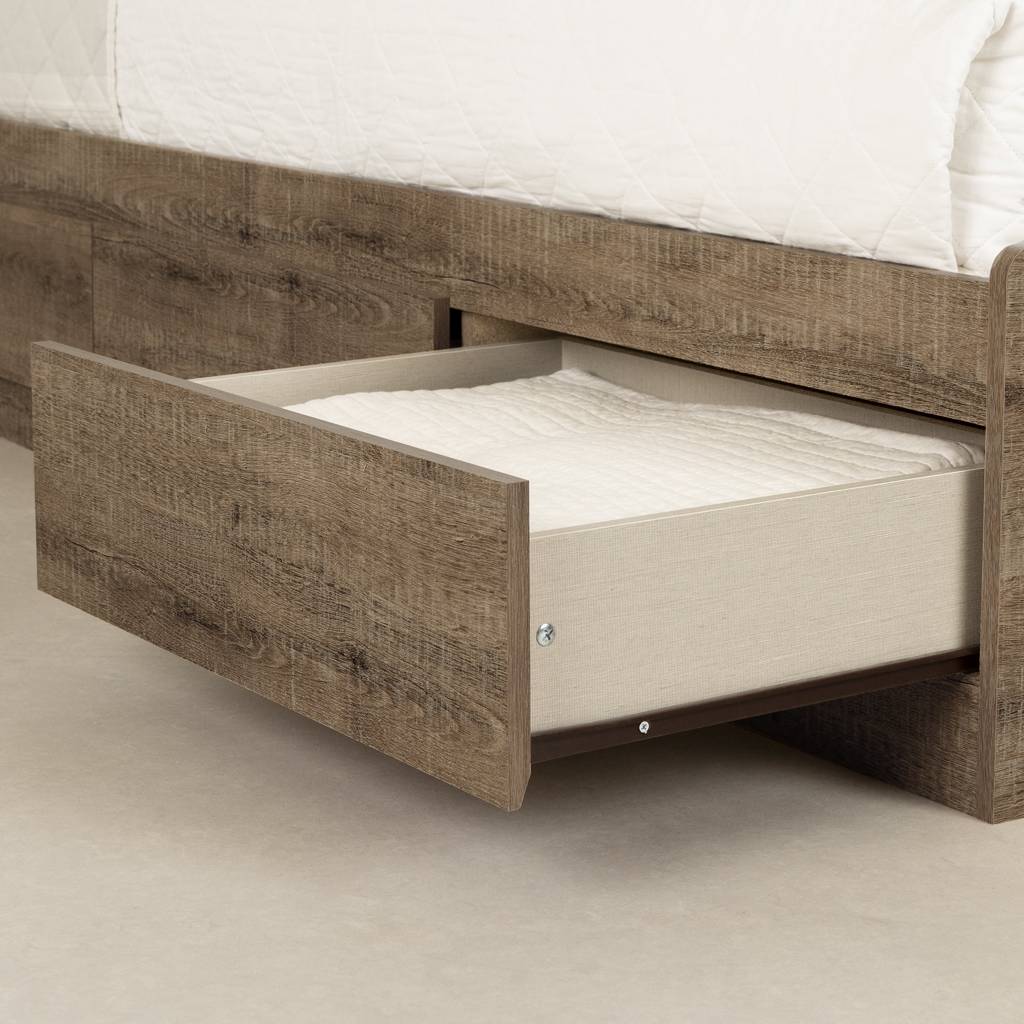 South Shore Londen Twin Mates Bed with 3 Drawers, in Weathered Oak