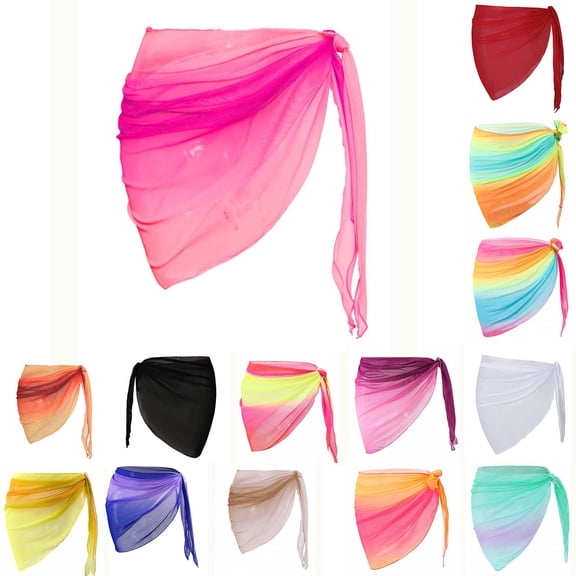 Axiiglly Swimsuit Coverup for Women Sarong Beach Bikini Bathing Suit Sheer Wrap Mini Skirt Chiffon Scarf for Swimwear, S-XL