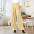 thumbnail image 2 of Women’s Wide Leg Wrinkle Pants High Waist Solid Color Business Trousers Casual Loose Pants with Pockets, 2 of 7