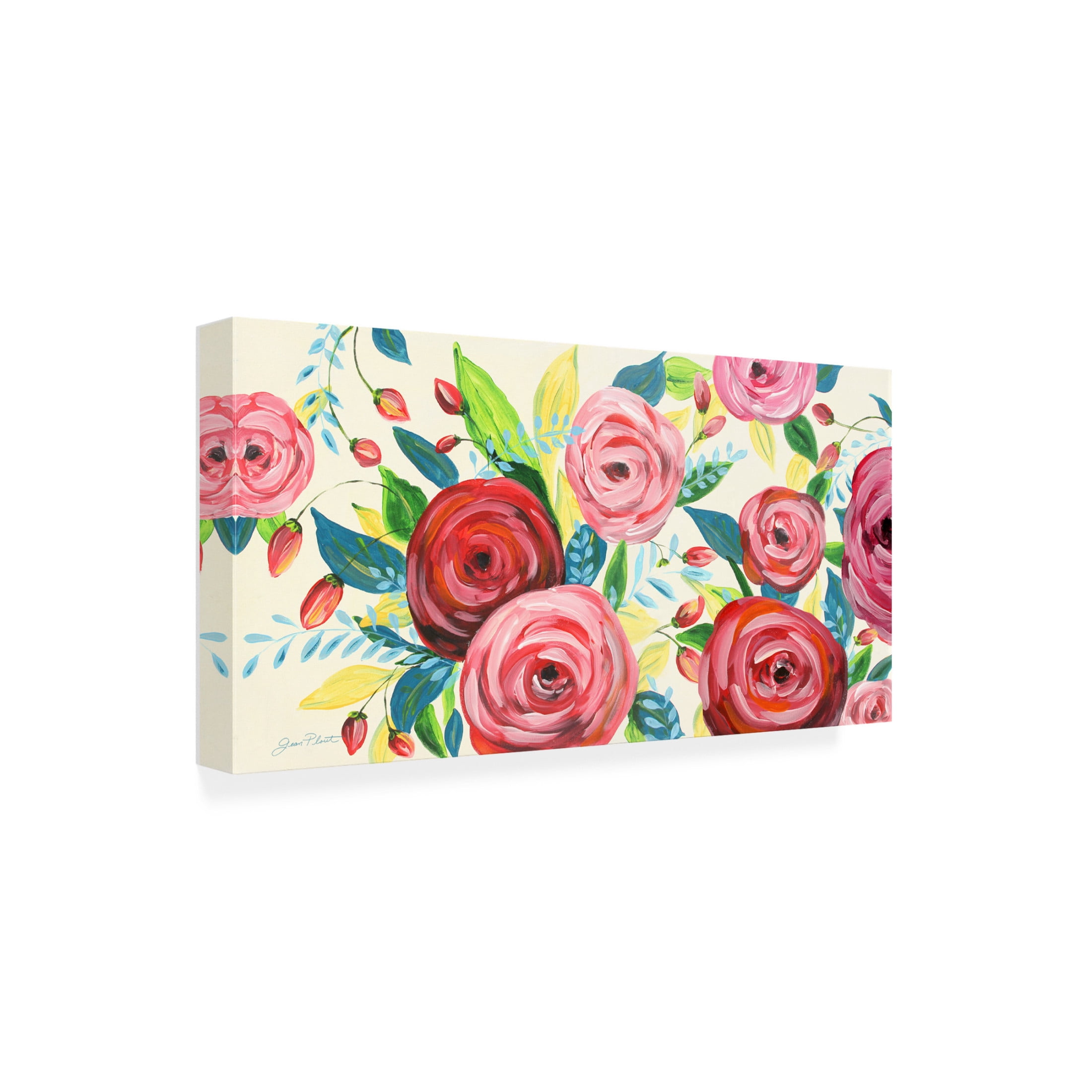 Canvas Wall Art - Jean Plout 'Elegant Rose Garden' Wall Art for Living Room, Bedroom, or Office Décor by Trademark Fine Art - 24 x 12 Inches