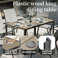 thumbnail image 6 of ELPOSUN 7-Piece Outdoor Patio Dining Set ,Plastic-Wood Table & Textilene Chairs Set, Outdoor Furniture Dining Table Set, Garden Porch Backyard,Brown desktop，Light gray, 6 of 6