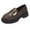 Brown, variant on XIMIN Women's Classic Leather Chunky Low Heel Round Toe Slip-On Loafers with Metal Chain Fashion Metal Buckle Anti-Slip Dressy Shoes for Office Party Walking Formal