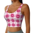thumbnail image 2 of Fotbe Plaid Heart Sujetador Deportivo Largo sin Aros para Mujer con Almohadillas y Soporte Medio, Transpirable y Absorbente, Camiseta Tipo Chaleco o Tank Top-Large, 2 of 8
