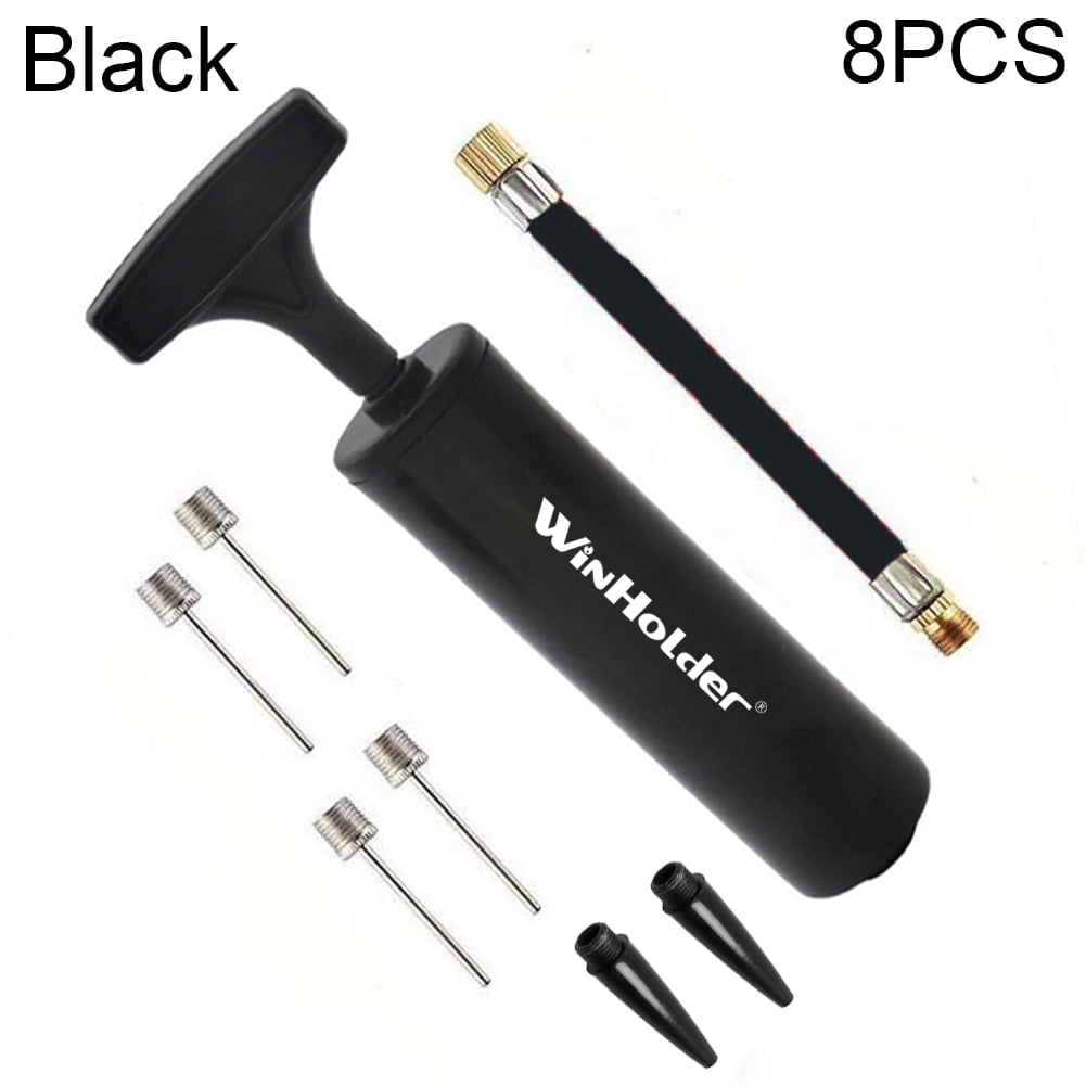 Black Sports Ball Manual HAND AIR PUMP Basketball Football Volleyball Needle Inflate