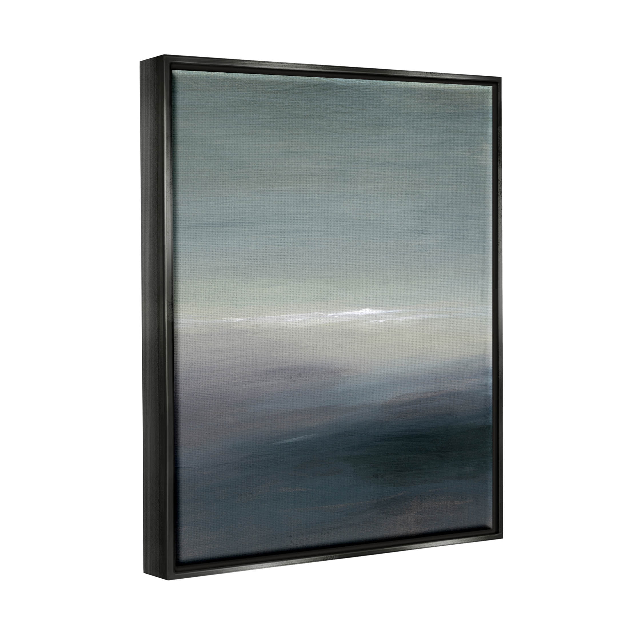 Stupell Industries Obscure Abstract Landscape Painting Jet Black Floating Framed Canvas Print Wall Art, Design by Grace Popp