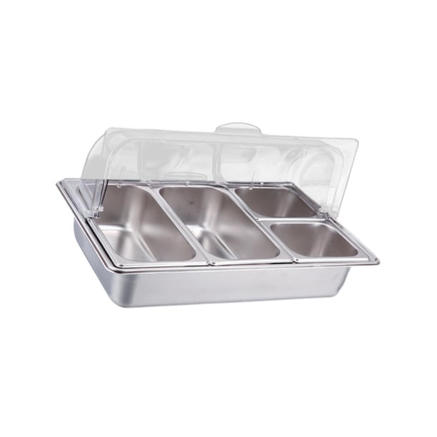 Plato de frotamiento Gloria juego de calentador de Buffet Acero inoxidable 4 ranuras