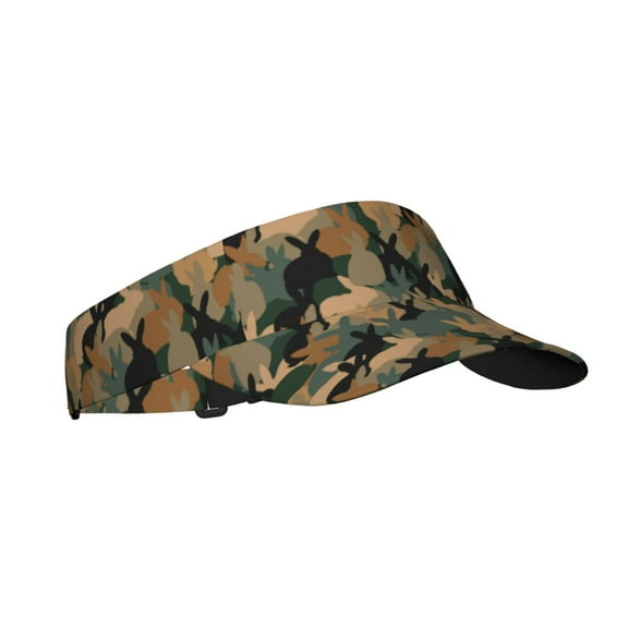 Kdxio Camouflage Rabbit Print Sun Visor Hat Golf Visor Adjustable Velcro Outdoor Sports Cap for Men Women