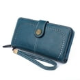 thumbnail image 3 of Womens Wallet Genuine Leather Large Capacity Wristlet Clutch Purse Credit Card Holder with RFID Blocking Blue, 3 of 5