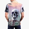 thumbnail image 3 of Balery Mist Sunflower Skull Printed Men’s Short Sleeve Polo Shirt, Midweight Men's Shirt,Golf Polo shirts -4X-Large, 3 of 8