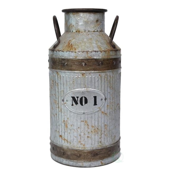 Vintiquewise  18.25 x 8.5 x 8.5 in. Galvanized Metal Rustic Milk Can, Brown - Large