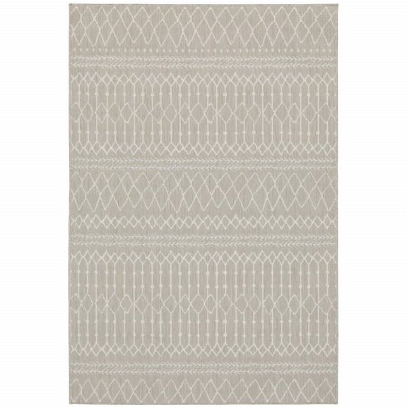 5â€™x7â€™ Gray and Ivory Geometric Indoor Outdoor Area Rug