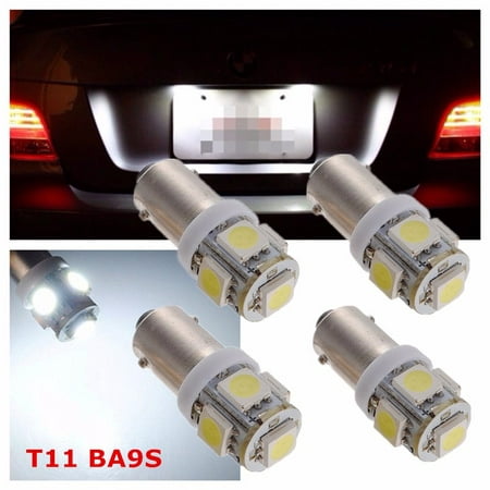 20PCS T11 BA9S 5050 SMD T4w H6w 5 LED Pure White Car Turn Side Light Interior Reading Light Number Plates Lamp Bulb (Best Led Number Plate Bulbs)